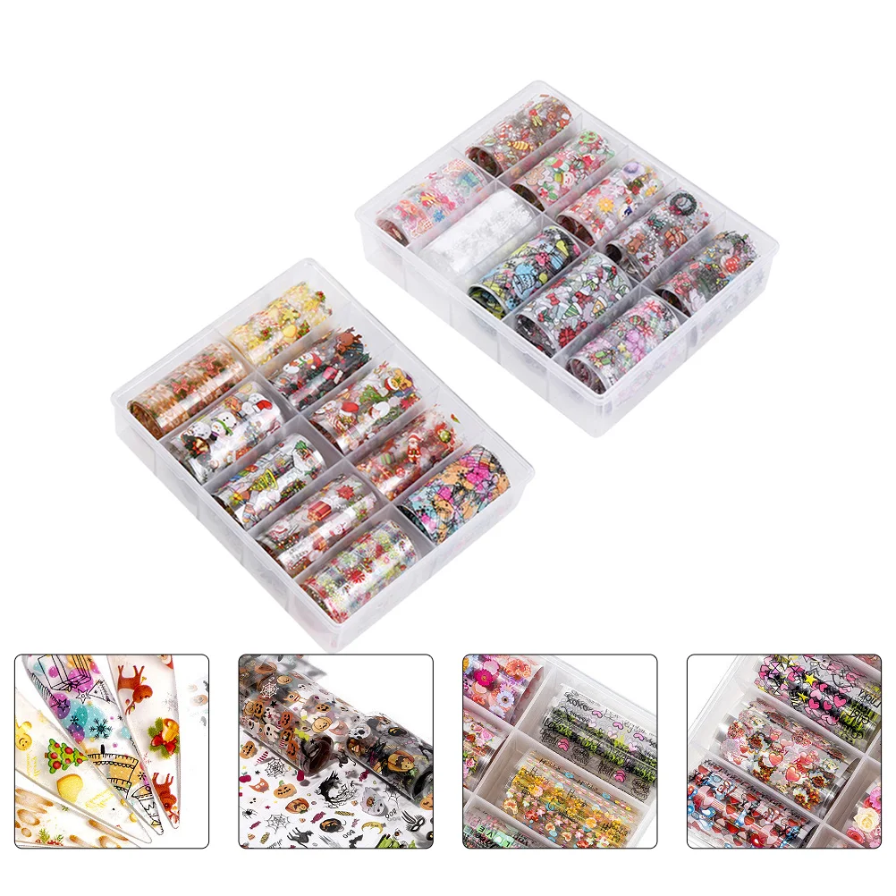

2 Boxes Xmas Nail Decor Christmas Manicure Stickers Winter Nail Stickers Christmas Fingernail Decal