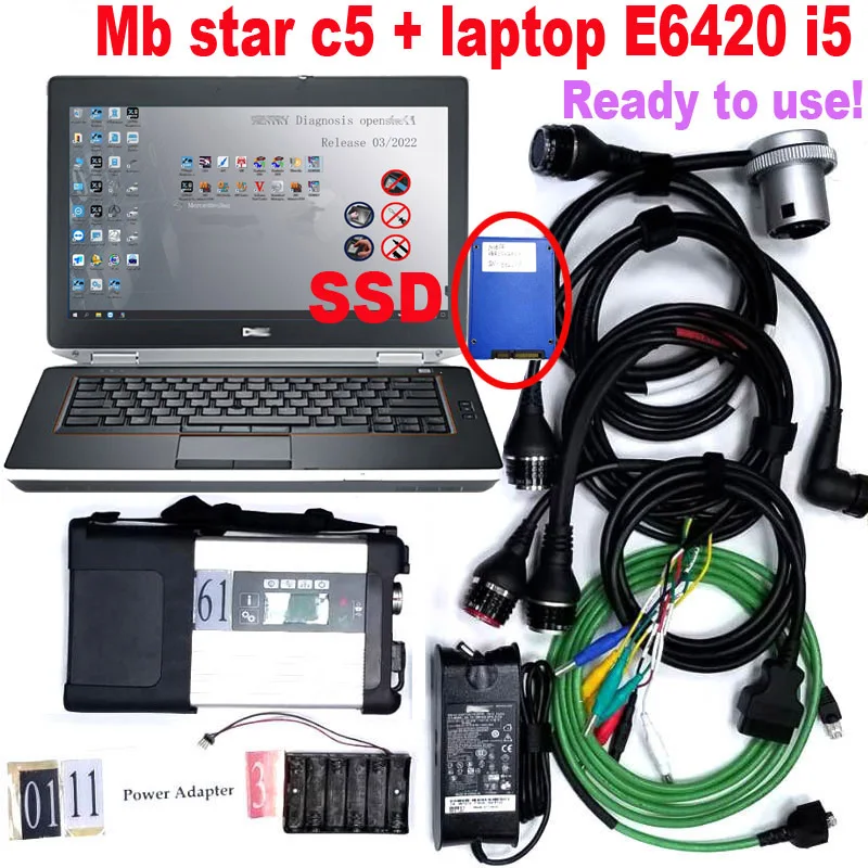 MB STAR C5 2022.03 full software SD Connect C5 Support Wifi With HHT WIN SSD laptop E6420 Diagnosis Tool Car truck ready to use