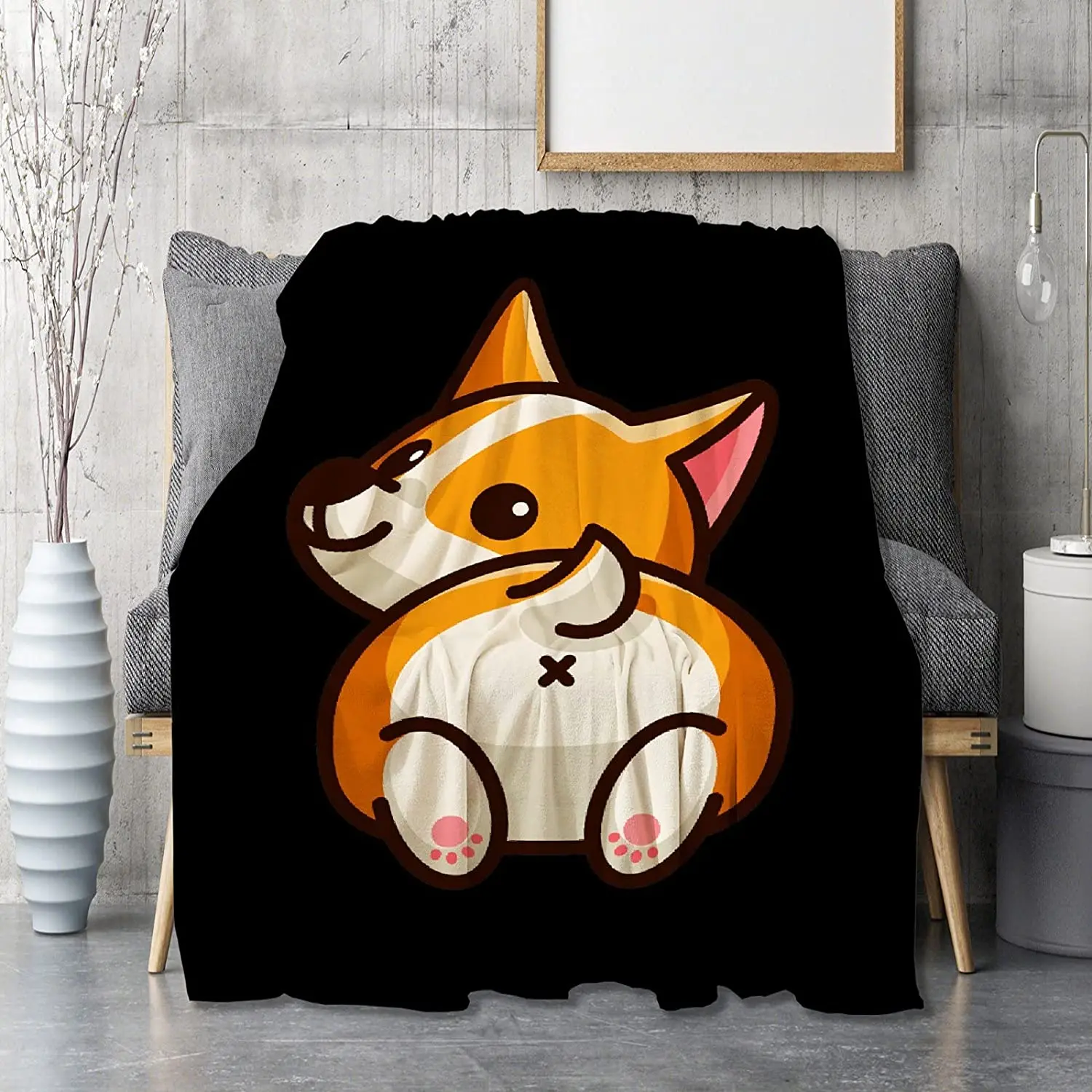 

Cute Corgi Flannel Blanket, Soft Warm Fluffy Plush Cozy Bed Throw fit Bedding Sofa Living Room Office Cinema Beach Picnic Yoga