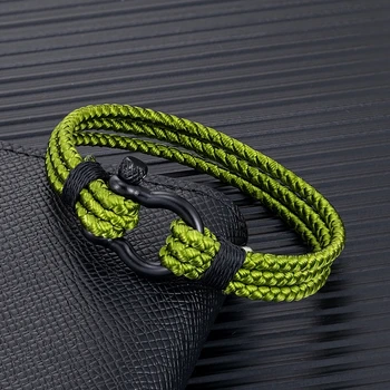 Horseshoe Buckle Bracelet Olive , Green , Keel Rope 1