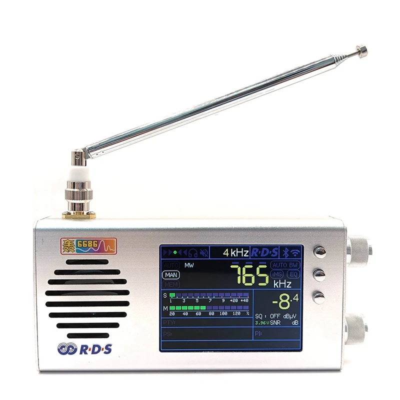 

2Nd Generation TEF6686 FM/MW/Short Wave HF/LW Radio Receiver V1.18 Firmware 3.2Inch LCD + Metal Case + Speaker