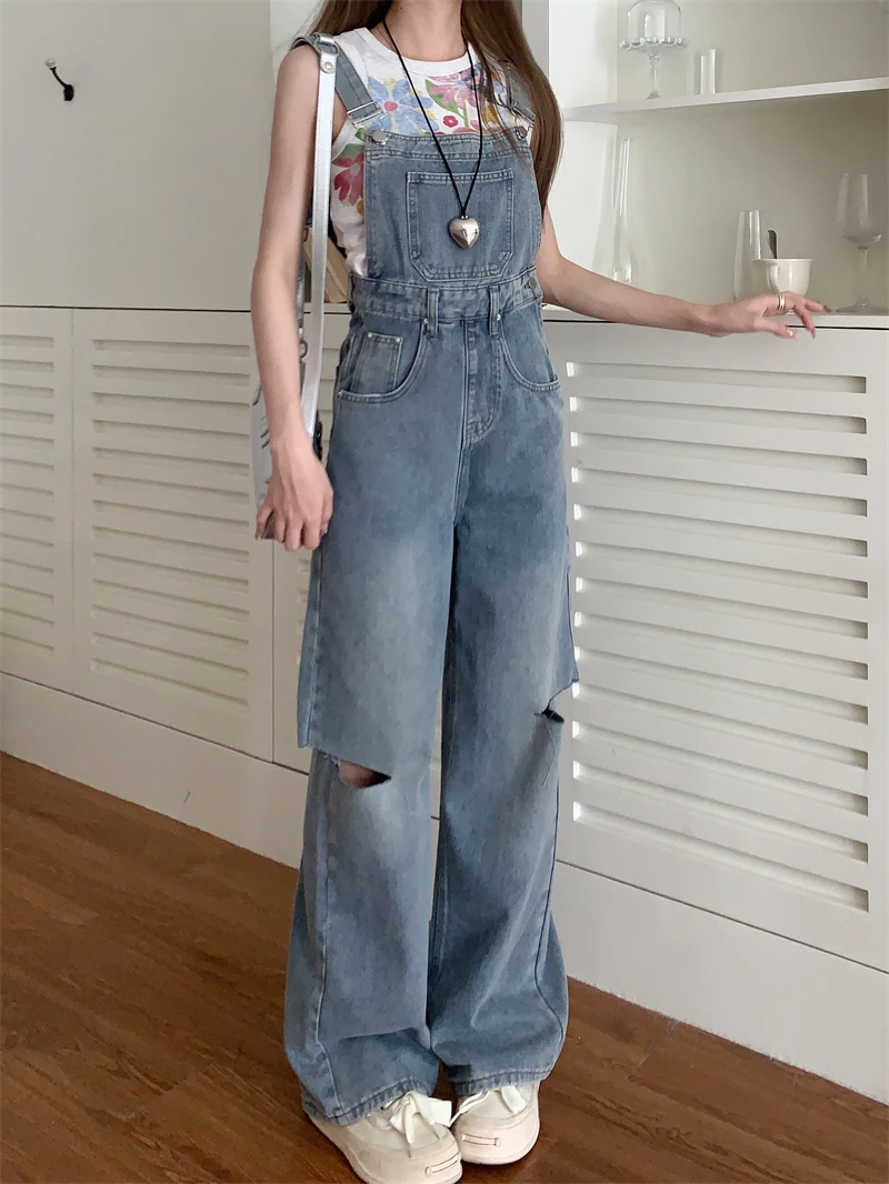 Perforated jeans for women blue commuting summer 2023 new spicy girls fashionable high waisted slim waistband long pants for wom