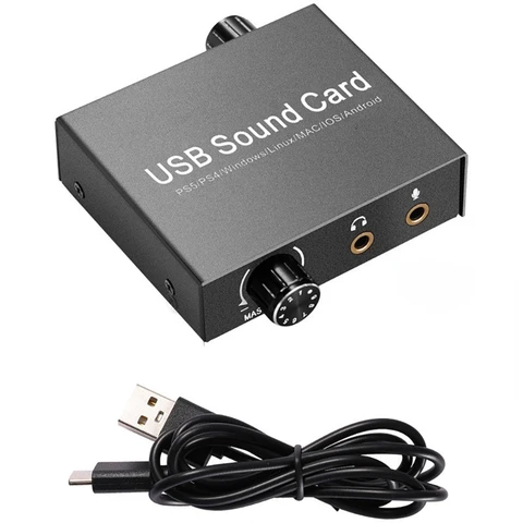 Звуковая карта USB Внешняя звуковая карта с регулятором громкости Адаптер USB-3,5 мм Стерео для ПК, ноутбука, настольной
