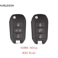 Flip Remote Key Fob 3 Button 433MHz 4A Chip For Peugeot Partner 508 308 Expert For Citroen Dispatch C3 C4 Cactus HU83 Blade