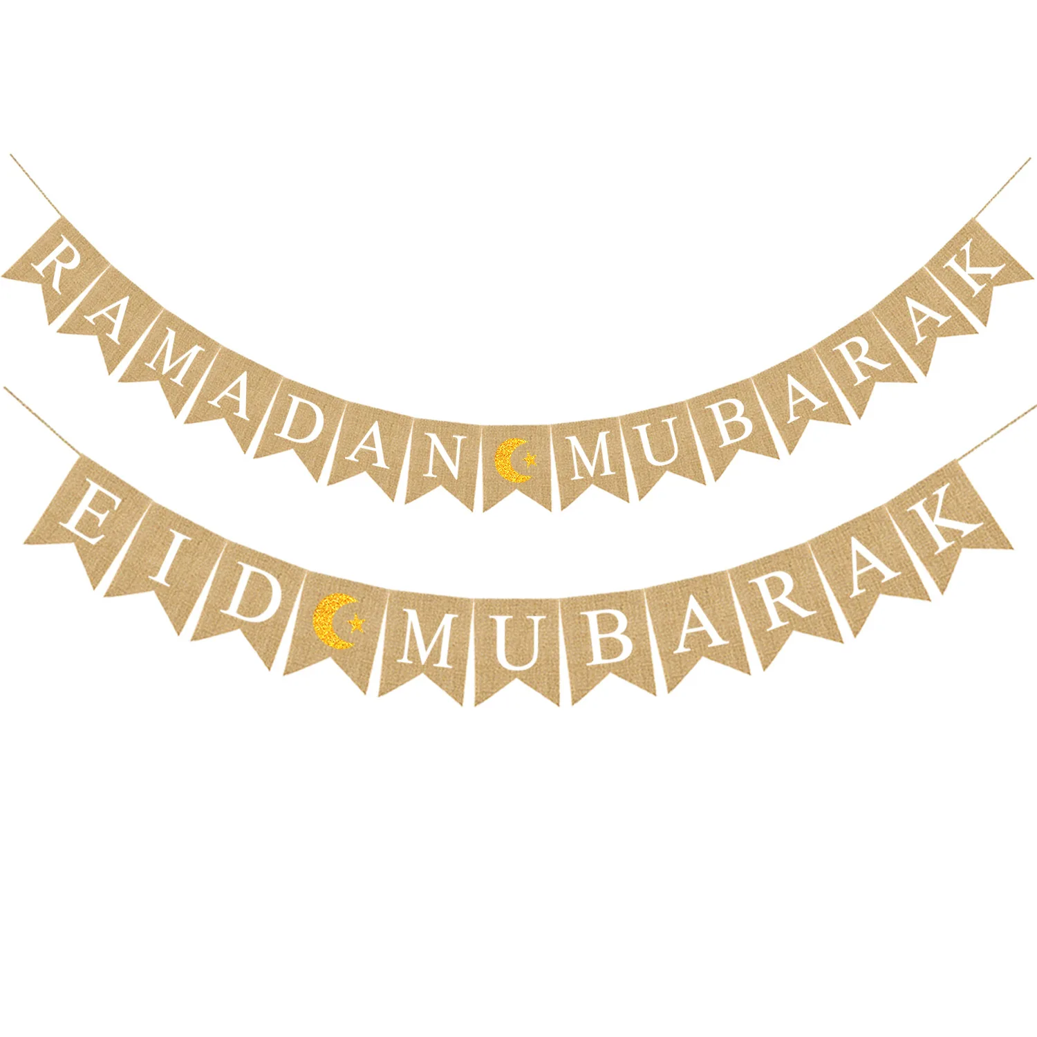 

Ramadan party decoration Eid al-Fitr fishtail flag moon star burlap swallowtail flag middle east saudi