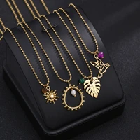 trend 14k gold necklaces stainless steel natural stone clavicle chain pendants jewelry for women charm birthday gifts