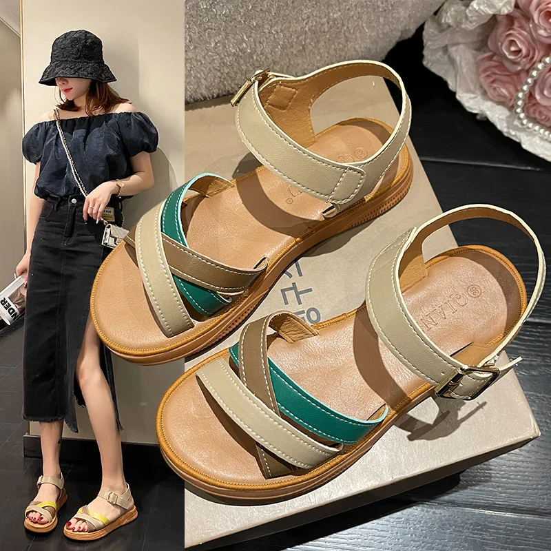 

2023 Women Sandals Summer Women's Shoes Classic Gladiator Beach Casual Flat Ladies Retro Pedal Sandals Women Sandals Shoes