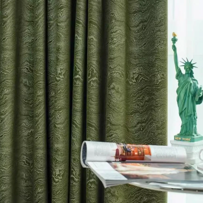 Американский ретро зеленый свет роскошные французские бархатные толстые шторы