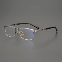 pure titanium business eyewear square rimless half glasses frame men ultralight eyeglasses myopia spectacles prescription lenses