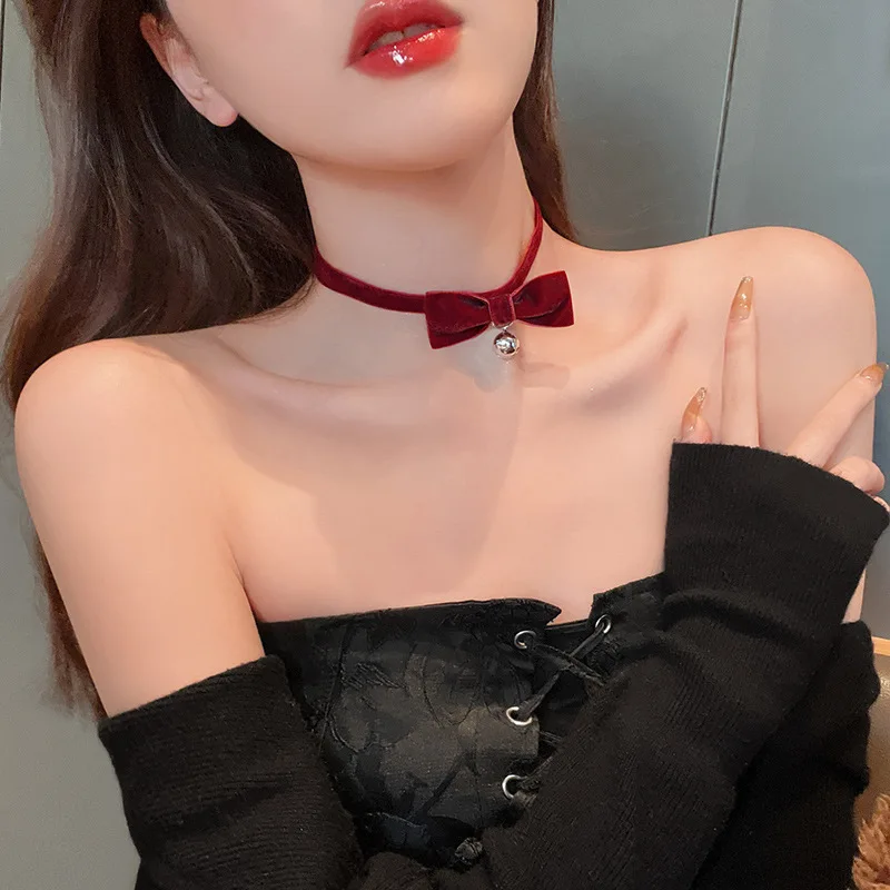 

Romantic Bowknot Chokers Soft Velvet Necklaces Charm Women Jewelry Lace Short Chain Korean Fashion Full Dress Accessories Gift