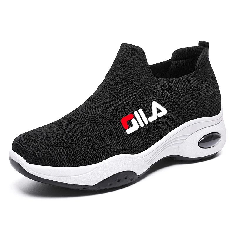 Women Tennis Shoes Breathable Mesh Height-increasing Slip-on Female Sock Casual Shoes Women Platforms Sneakers Thick Bottom