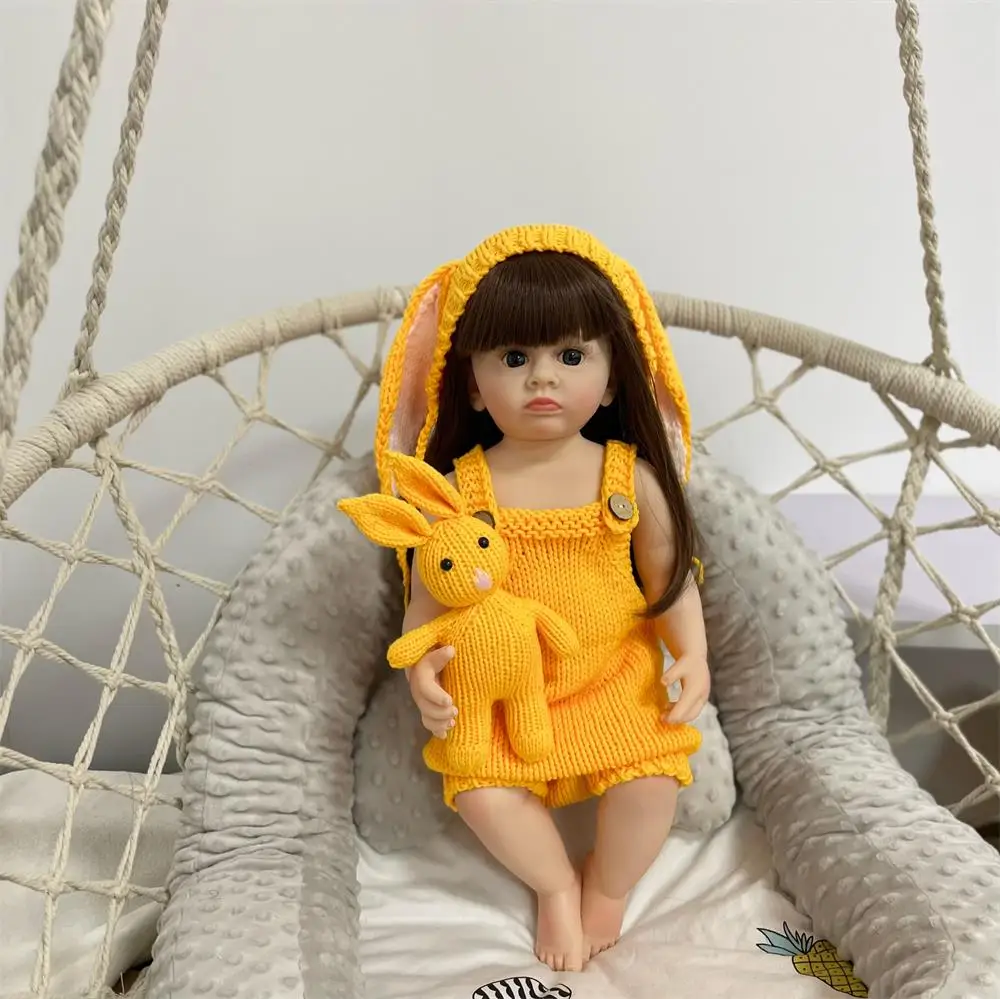

Hot Selling 55 cm 22 "Doll Reborn Toddler Girl Pink Princess Very Soft Full Body Silicone Beautiful Doll Real Touch Toy Gifts