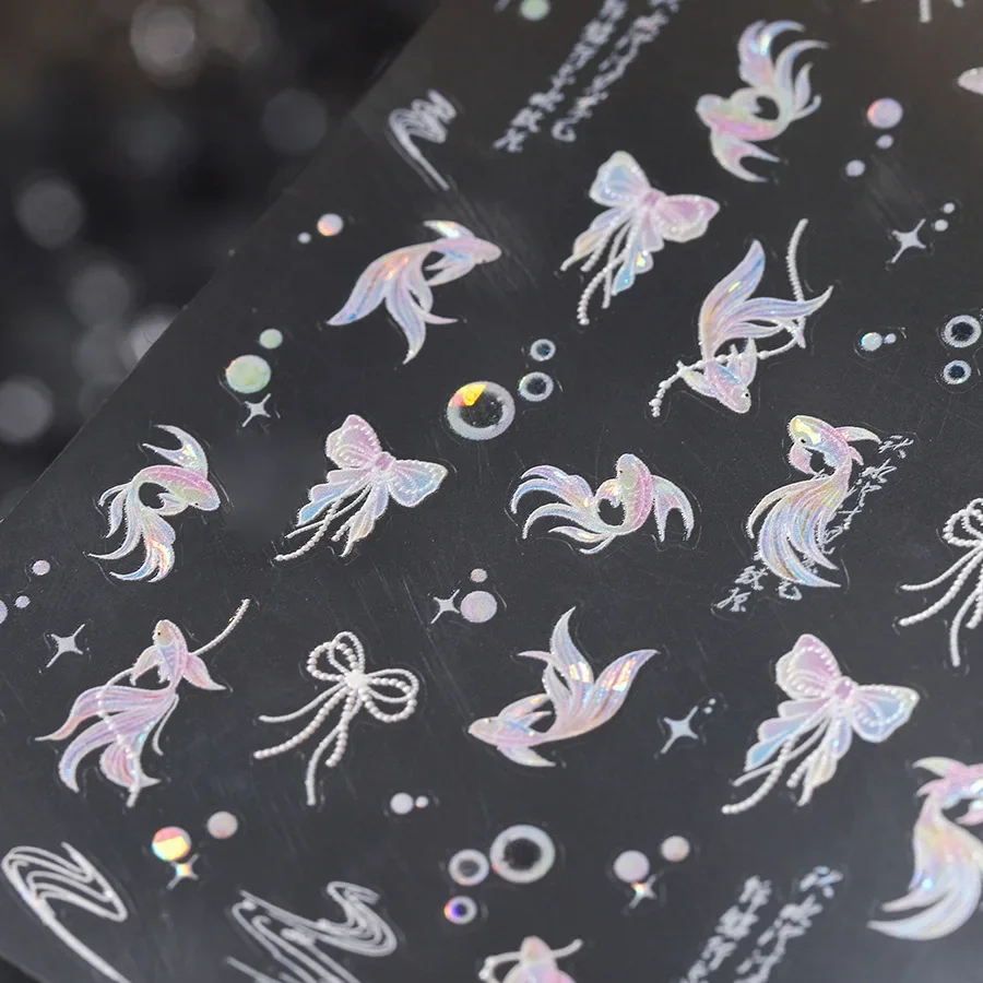 Китайские блестящие фиолетовые пузырьки воды кои бант галстук звезды клейкие