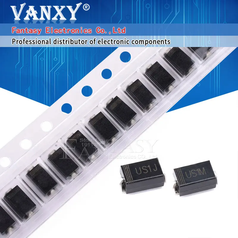 100 шт., US1D US1J US1K US1M US2M SMA HER103 HER107 HER207 UF4005 UF4006 SMD 1A 2A 600V 800V 1000V, выпрямительный диод, новинка