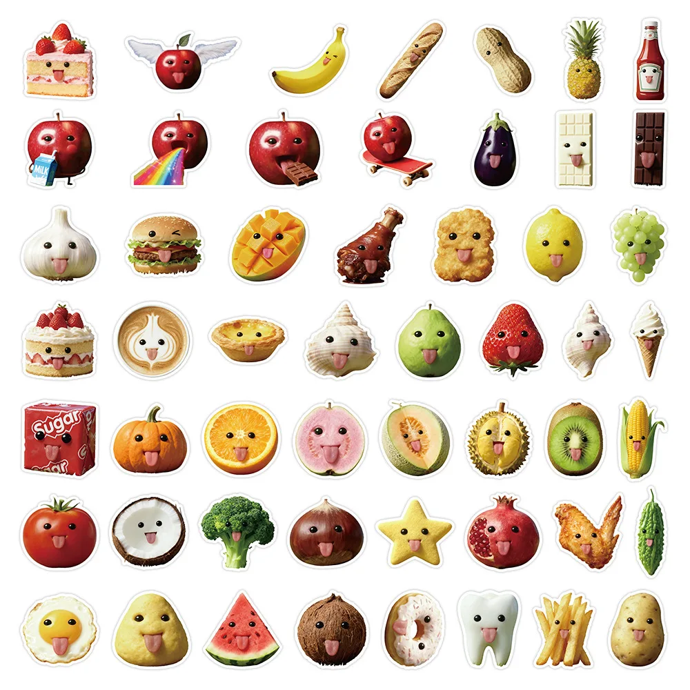 

Набор из 50 стикеров абстрактных фруктов и еды