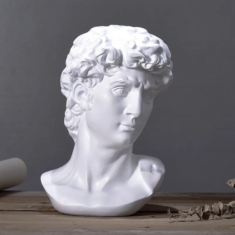 

15cm David Statue Head Portraits Mini Gypsum Michelangelo Home Decoration Resin Art Craft Sketch Practice Room Decor sculpture