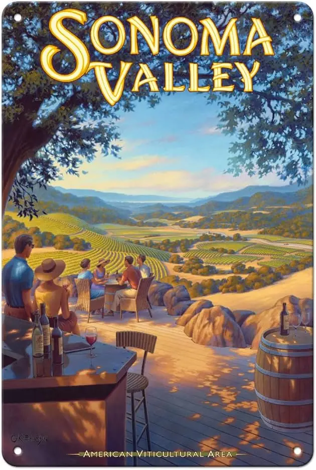 nom Vlley Wneres - Kunde Fmly Estte Clforn Vneyrds Wne Country rt от Kerne Erckn 8 x 12 nch Vntge Metl Tn Sgn