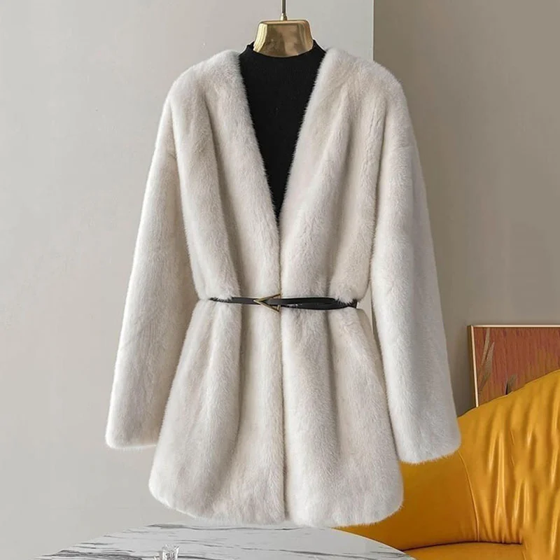 New 2022 Fashion Autumn Winter Faux Fur Coat Women Korean Thicken Warm Jackets Female Loose Fur Coats Overcoat Outerwear