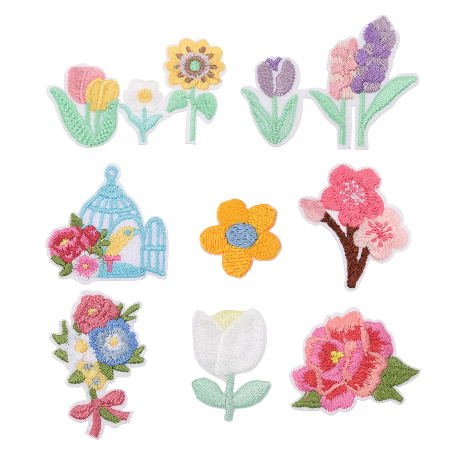 

8pcs Embroidery Patches Embroidered Flower Patches Clothing Sewing Decors