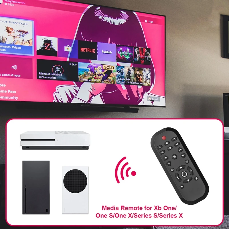 

Remote Control Wireless Media for Xbox One X Entertainment Multimedia Controle for Xbox ONE Series X Game Console K1KF