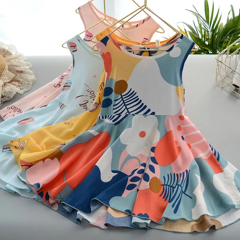 

summer short sleeve kids princess dress for girl fairy skirt cheap costume cotton rayon Beach