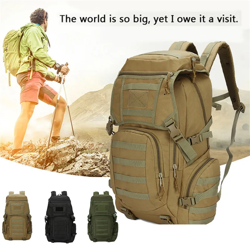 

Military Tactical Backpack Camping Hiking Daypack Army Rucksack Outdoor Fishing Sport Hunting Climbing Waterproof Bag About 50L