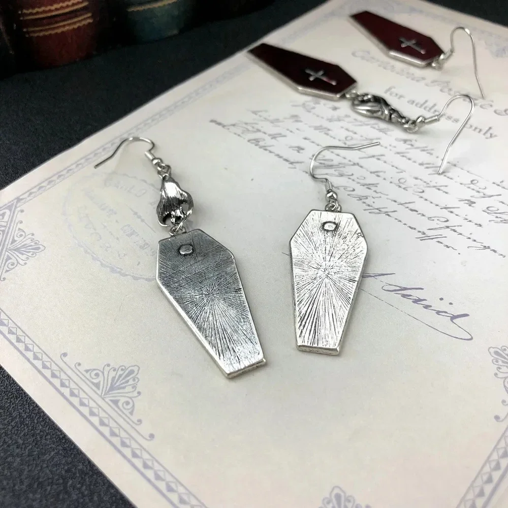Giwang Peti Mati Vampir Salib Goth Anting-Anting Kelelawar Jaring Laba-laba Xo Perhiasan Aksesori Gotik Cosplay Хэллоуин