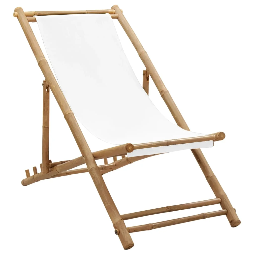 

Outdoor Patio Chairs Deck Porch Outside Furniture Set Balcony Lounge Bamboo and Canvas