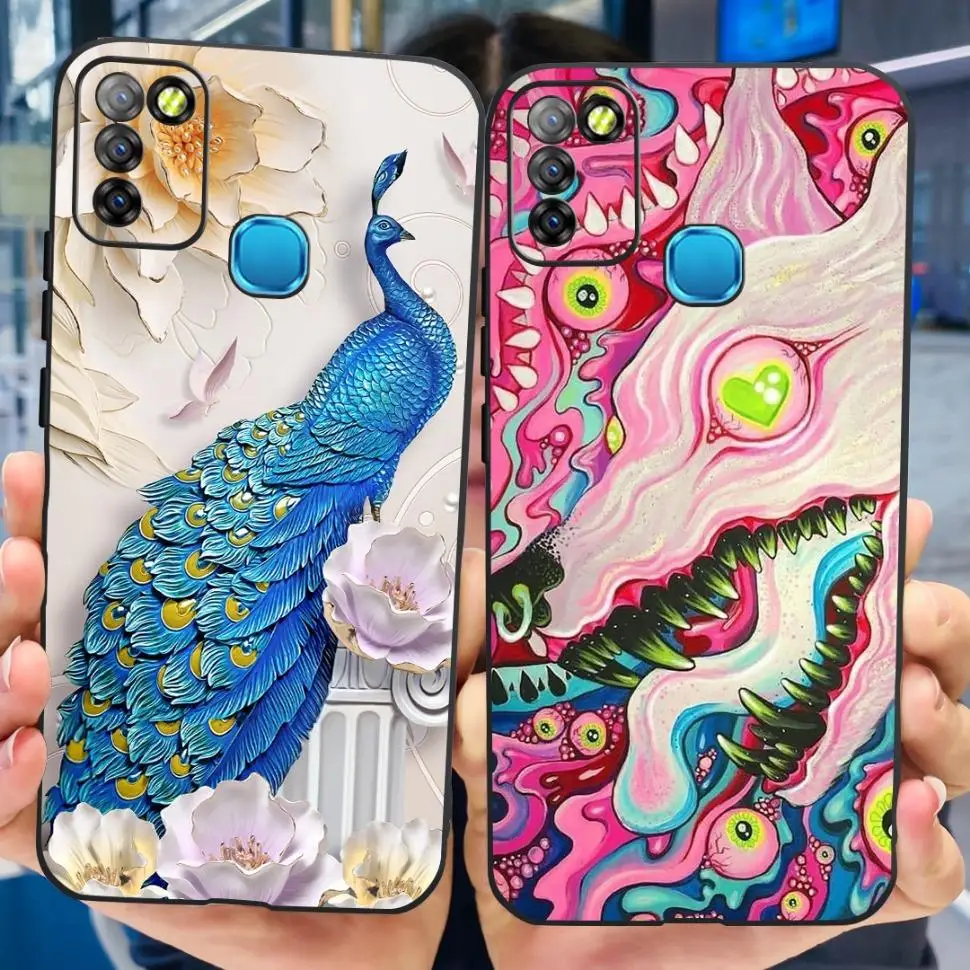 Beautiful Flower Case For Infinix Smart 5 Smart5 Silicone Soft TPU Mobile Phones Back Cover Hot 10 Hot10 lite Cases