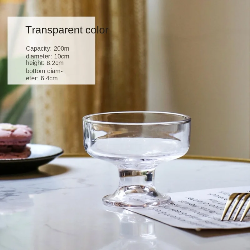 

Creative High Foot Dessert Ice Cream Cup Cocktail Cup Color Transparent Glass Sand Ice Cream Cup High Foot Fruit Jelly Glass