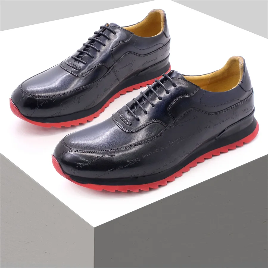 

High Quality Men Leather Shoes Lace-up Handmade Casual Shoes Fashionable and Comfortable Office Weeding Men's Shoes