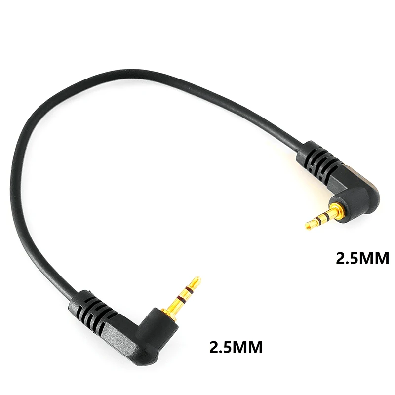 20cm Short 2.5mm Cable 3 Pole Right Angled Male to Male Glold Plated Jack Plug Headphone Adapter  Cable
