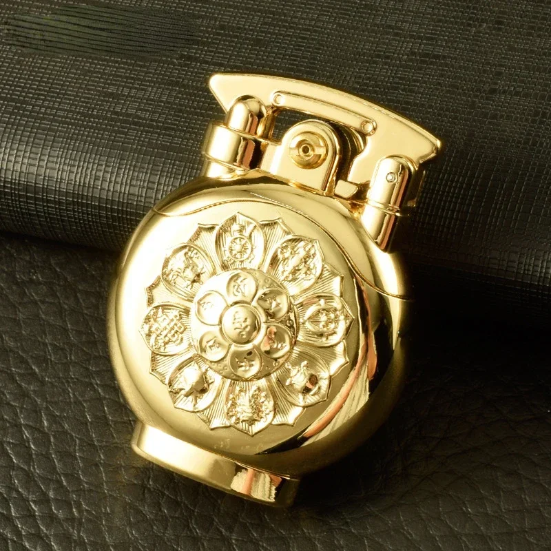 

Зажигалка-качалка Manjusri с шестью словами, винтажный персонализированный инструмент для декомпрессии, шлифовальный круг, ветрозащитная зажигалка, мужской подарок