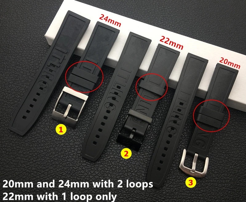 

Soft nature watchband Silicone Rubber Black 20mm 22mm 24mm Bracelet For navitimer/avenger/Breitling strap watch band free tool