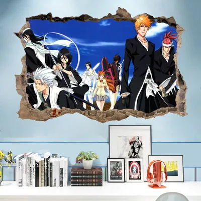 

Kurosaki Ichigo отбеливающие настенные художественные наклейки, наклейки, Декор, виниловый плакат, Настенные обои, съемные, на заказ, «сделай сам», подарок для детей