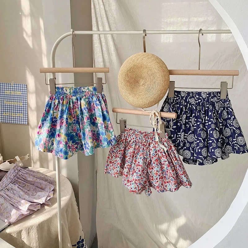 

Western Style Children's Floral Shorts Girls Magnanimous Bloomers Skirts Pants Floral Pattern Shorts Tutu Skirts Dresses