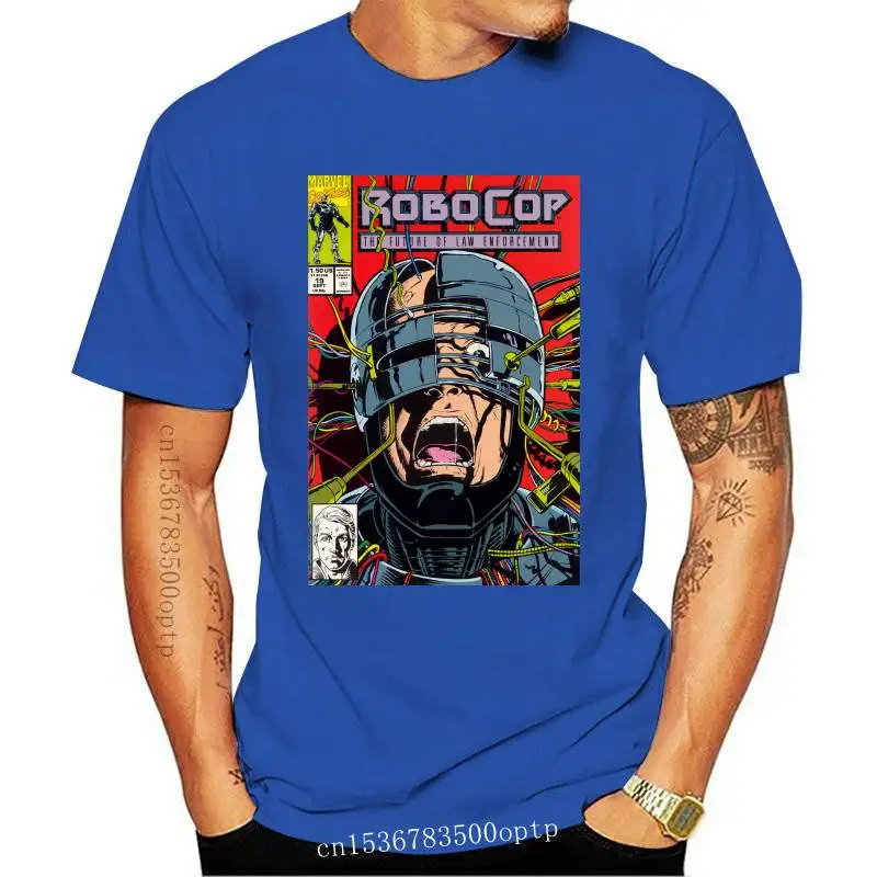

FASHION New O-neck Rock And Roll Robocop Comic T-shirt Men's Quality Short Sleeve Big Size Homme T Shirt Guys Punk Designer Stre