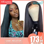 Парик из натуральных прямых волос Ali Grace Bone с основой 4x4, бразильские предварительно выщипанные волосы 13x 4, парики из натуральных волос на сетке