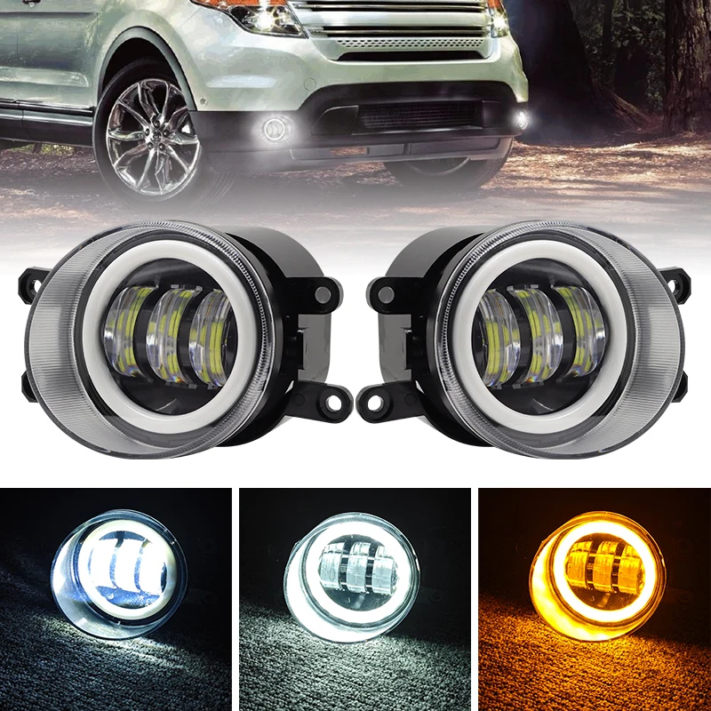 

Fog Lamp Car Driving Light with Halo Ring Angel Eye Aperture LED DRL PTF 30W 12V for Toyota Viacleeon Corolla Camry Highlander