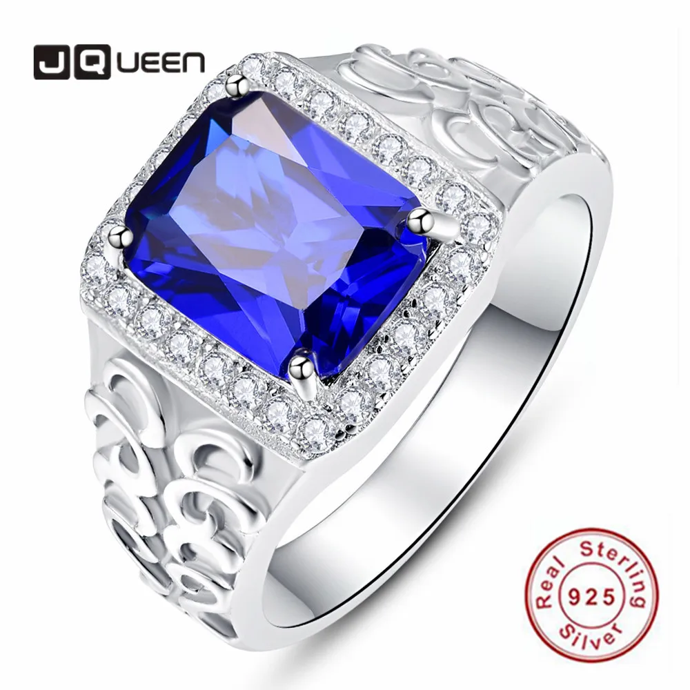 JQUEEN 925 пробы Серебряное квадратное Королевское синее кубическое циркониевое