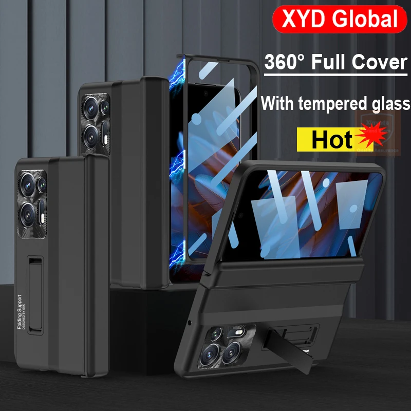 

360 Full Body Cover For Oppo Find N2 Case Tempered Glass PC Hard Holder Case For Oppo Find N2 Flip Bumper Stand