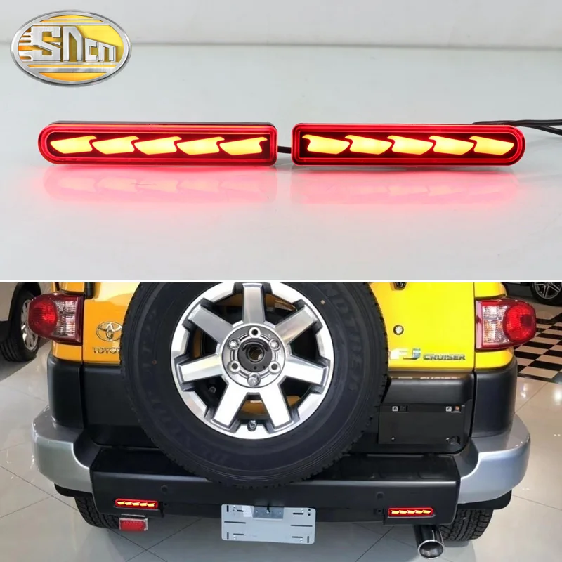 

2pcs For Toyota FJ Cruiser US 3-in-1 Functions 12V LED Bumper Light Rear Fog Lamp Brake Light Dynamic Turn Signal Reflector