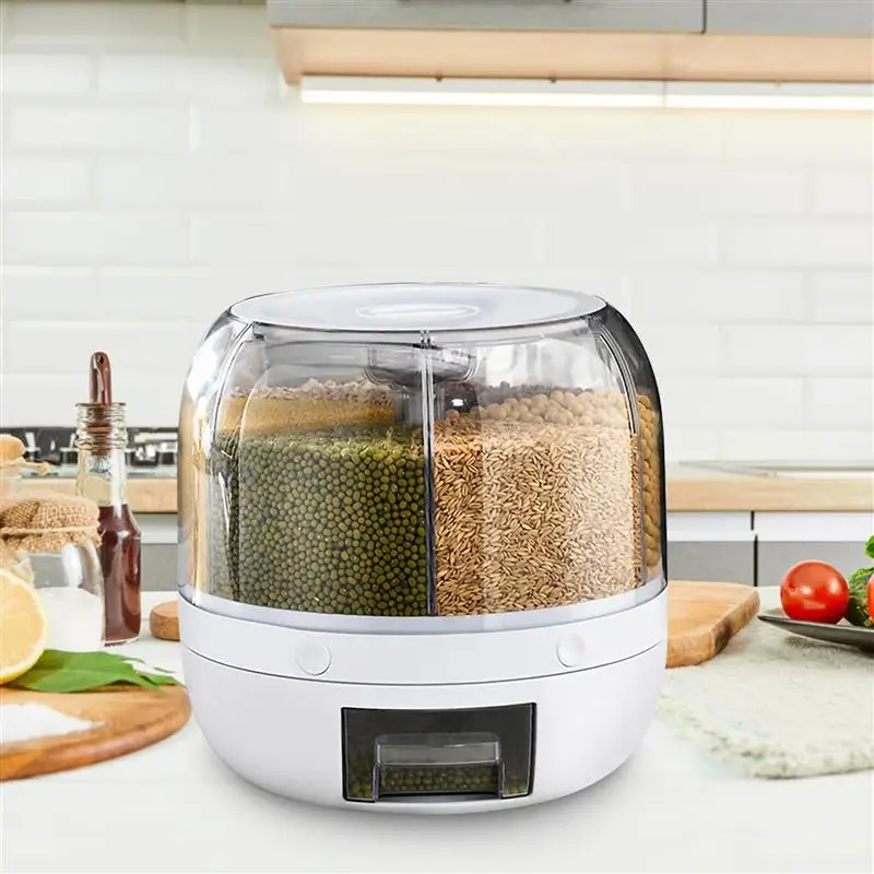 

Home Sealed Cereals Dispenser Plastic Rice Holder Rotating Rice Dispenser Kitchen Grain Container Grain Storage Jar