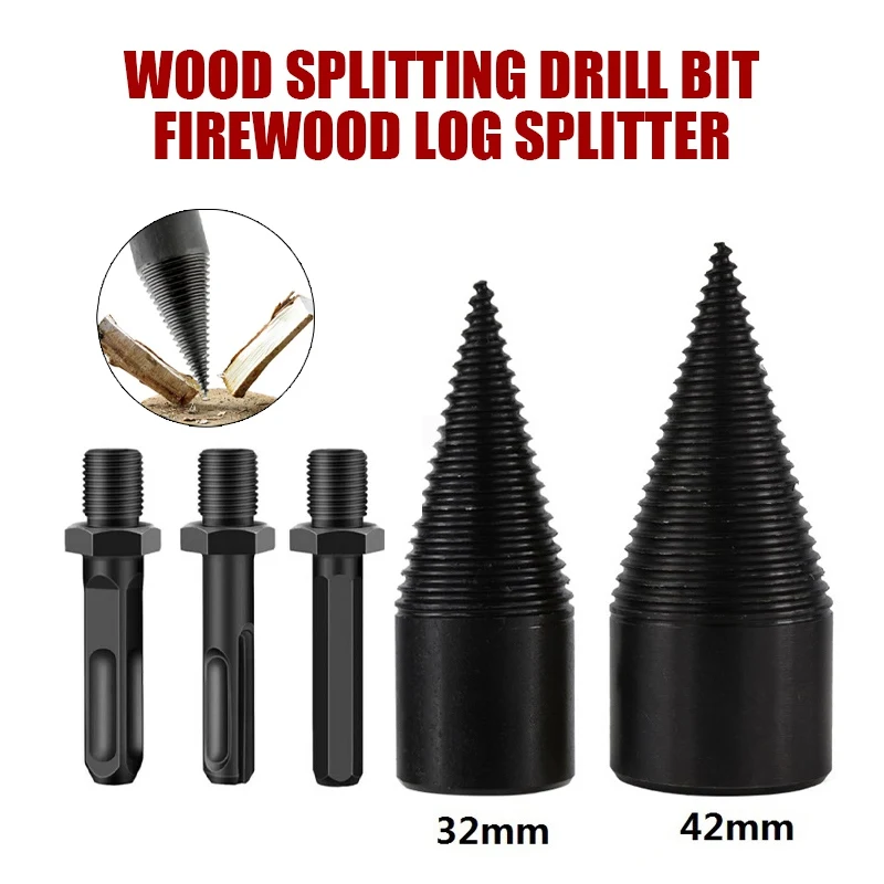 

Сверло из высокоуглеродистой стали для разделения древесины, сплиттер для древесины, сверхмощный конусный привод, черный цвет