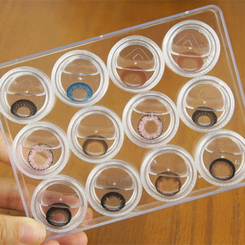 

12 grids Contact Lens Box Holder Portable Small Lovely Clear Eyewear Bag Container Contact Lenses Soak Storage Case