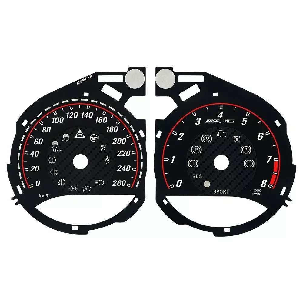 

Накладка на приборной панели Speedo для Mercedes W205 C-Class C63 C200L GLC260 AMG Gauge Face из углеродного волокна 260 км/ч