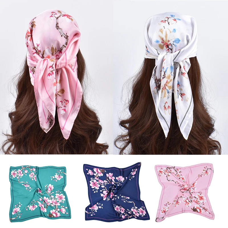 

10cm Silk Scarf Scarftop Headwraps For Women Vintage Four Seasons Hair Scarve Hijab Foulard Iuxe Bandana Femme Square Headscarf