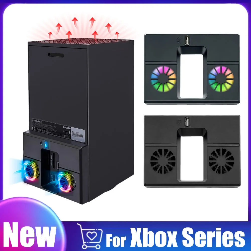 

For Xbox Series X Console Cooling Fan Dock Station Slim Vertical Stand USB Colorful LED Cooling Bracket Game Console Accessories