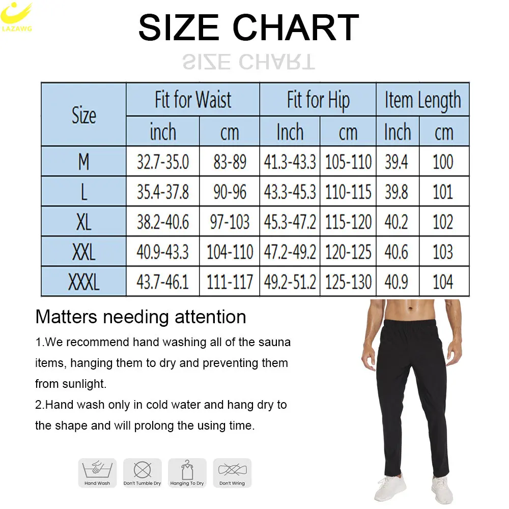 LAZAWG Sauna Leggings for Men Sweat Trousers Weight Loss Pants Workout Slimming Low Waisted Body Shaper Sport Gym Fat Burner