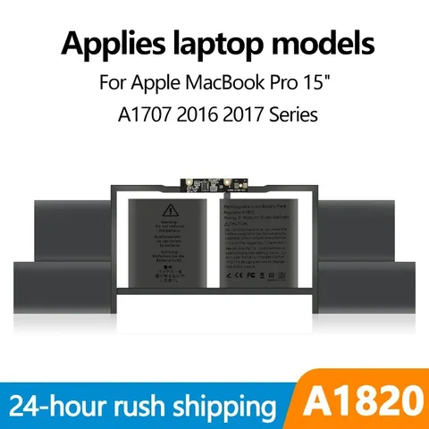 Аккумулятор A1820 для ноутбука, 76WH, для APPLE MACBOOK PRO 15 дюймов, A1707 (Late 2016 Mid 2017), 11,4 в, 6667 мАч, EMC3072, EMC3162, MLH32CH/A, MPTT2LL/A